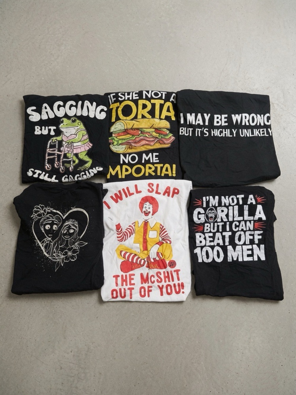 Assorted Graphic Tee Bundle - Black & White with Colorful Prints